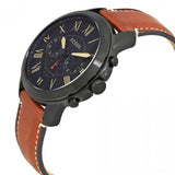 Fossil Grant Chronograph Black Dial Brown Leather Strap Watch for Men - FS5241