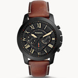 Fossil Grant Chronograph Black Dial Brown Leather Strap Watch for Men - FS5241