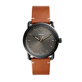 Fossil Commuter Three Hand Date Black Dial Brown Leather Strap Watch for Men - FS5276