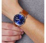 Fossil Commuter Blue Dial Blue Leather Strap Watch for Men - FS5325