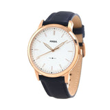 Fossil The Minimalist Slim White Dial Blue Leather Strap Watch for Men - FS5371