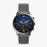 Fossil Neutra Chronograph Blue Dial Silver Mesh Bracelet Watch for Men - FS5383