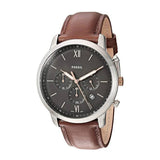 Fossil Neutra Chronograph Black Dial Brown Leather Strap Watch for Men - FS5408