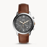 Fossil Neutra Chronograph Black Dial Brown Leather Strap Watch for Men - FS5408