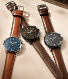 Fossil Townsman Chronograph Black Dial Brown Leather Strap Watch for Men - FS5338