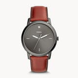 Fossil The Minimalist 3H Grey Dial Brown Leather Strap Watch for Men - FS5479