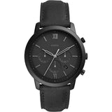 Fossil Neutra Chronograph Black Dial Black Leather Strap Watch for Men - FS5503