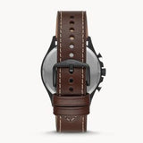 Fossil Forrester Chronograph Black Dial Brown Leather Strap Watch for Men - FS5608