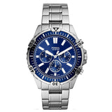 Fossil Garrett Chronograph Blue Dial Silver Steel Strap Watch for Men - FS5623