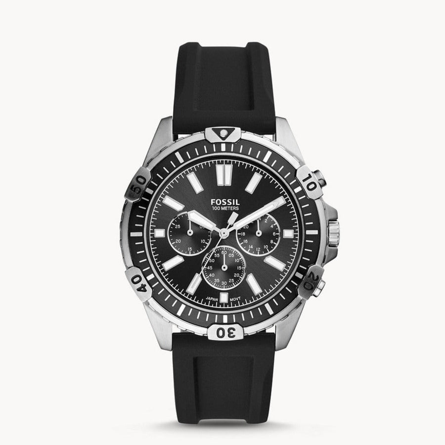 Fossil Bannon Multifunction Black Dial Black Silicone Strap Watch for Men - BQ2494