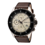 Fossil Dillinger Chronograph White Dial Brown Leather Strap Watch for Men - FS5674