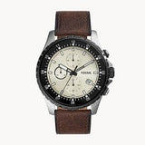 Fossil Dillinger Chronograph White Dial Brown Leather Strap Watch for Men - FS5674