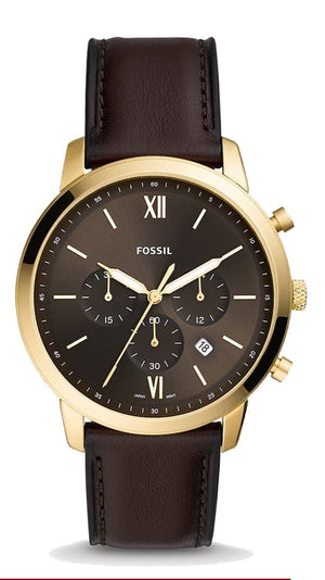 Fossil Neutra Chronograph Brown Dial Brown Leather Strap Watch for Men - FS5763