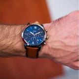 Fossil Neutra Chronograph Blue Dial Brown Leather Strap Watch for Men - FS5791