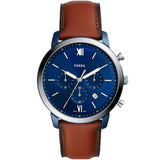 Fossil Neutra Chronograph Blue Dial Brown Leather Strap Watch for Men - FS5791