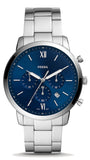 Fossil Neutra Chronograph Blue Dial Silver Steel Strap Watch for Men - FS5792