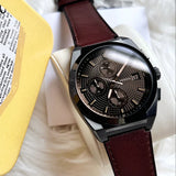 Fossil FS5798.1 watch with brown leather strap and date display