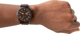 Fossil Retro Pilot Chronograph Brown Dial Brown Leather Strap Watch for Men - FS5833