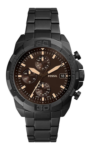 Fossil Bronson Chronograph Black Dial Black Steel Strap Watch for Men - FS5851