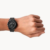 Fossil Forrester Chronograph Black Dial Black Steel Strap Watch for Men - FS5697