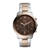 Fossil Neutra Chronograph Brown Dial Two Tone Steel Strap Watch for Men - FS5869