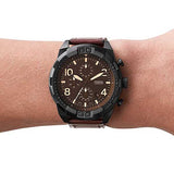 Fossil Bronson Chronograph Brown Dial Brown Leather Strap Watch for Men - FS5875