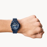 Fossil Bronson Chronograph Blue Dial Blue Steel Strap Watch for Men - FS5916