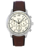 Fossil Neutra Chronograph White Dial Brown Leather Strap Watch for Men - FS6022