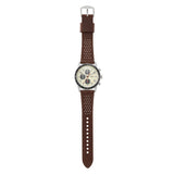 Fossil Sport Tourer Chronograph White Dial Brown Leather Strap Watch for Men - FS6042