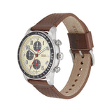 Fossil Sport Tourer Chronograph White Dial Brown Leather Strap Watch for Men - FS6042