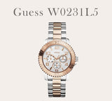 Guess BFF Multifunction Silver Dial Two Tone Steel Strap Watch for Women - W0231L5