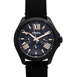 Fossil Cecile Multifunction Black Dial Black Leather Strap Watch for Men - AM4523