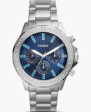 Fossil Bannon Multifunction Blue Dial Silver Steel Strap Watch for Men - BQ2503