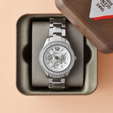 Fossil Stella Silver Dial Silver Steel Strap Watch for Women - ES3588