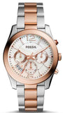 Fossil Perfect Boyfriend Mother of Pearl Dial Two Tone Steel Strap Watch for Women - ES4135