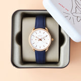 Fossil Tailor White Dial Blue Leather Strap Watch for Women - ES4394