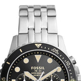 Fossil FB-01 Chronograph Black Dial Silver Steel Strap Watch for Men - FS5864