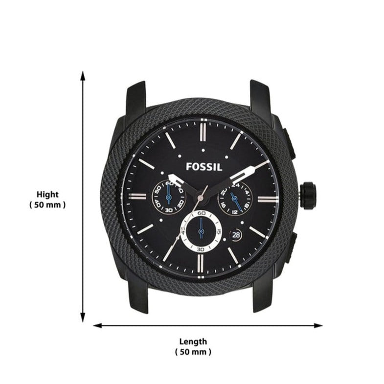 Fossil Machine Chronograph Black Dial Black Silicone Strap Watch for Men - FS4487