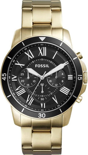 Fossil Inscription Automatic Black Dial Gold Steel Strap Watch for Men - FS5267