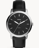 Fossil The Minimalist Three Hand Black Dial Black Leather Strap Watch for Men - FS5398