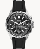 Fossil Garrett Chronograph Black Dial Black Rubber Strap Watch for Men - FS5624