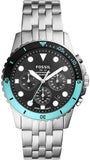 Fossil FB-01 Chronograph Black Dial Silver Steel Strap Watch for Men - FS5827