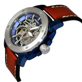 Fossil Modern Machine Automatic Skeleton Silver Dial Brown Leather Strap Watch for Men - ME3135