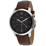 Fossil Neutra Chronograph Black Dial Brown Leather Strap Watch for Men - FS5408