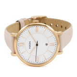 Fossil Jacqueline White Dial Pink Leather Strap Watch for Women - ES3988