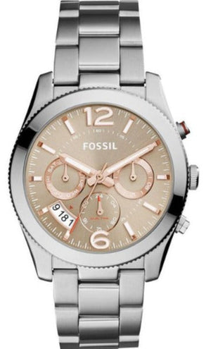 Fossil Perfect Boyfriend Taupe Dial Silver Steel Strap Watch for Women - ES4146