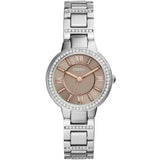 Fossil Virginia Taupe Dial Silver Steel Strap Watch for Women - ES4147