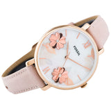 Fossil Jacqueline Three Hand Mother of Pearl Dial Pink Leather Strap Watch for Women - ES4671