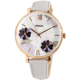 Fossil Jacqueline Mother of Pearl Dial Grey Leather Strap Watch for Women - ES4672