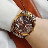 Fossil Perfect Boyfriend Multifunction Brown Dial Two Tone Steel Strap Watch for Women - ES4284